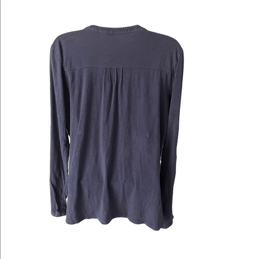L.L.Bean cotton collarless half button V-neck - Picture 2 of 8